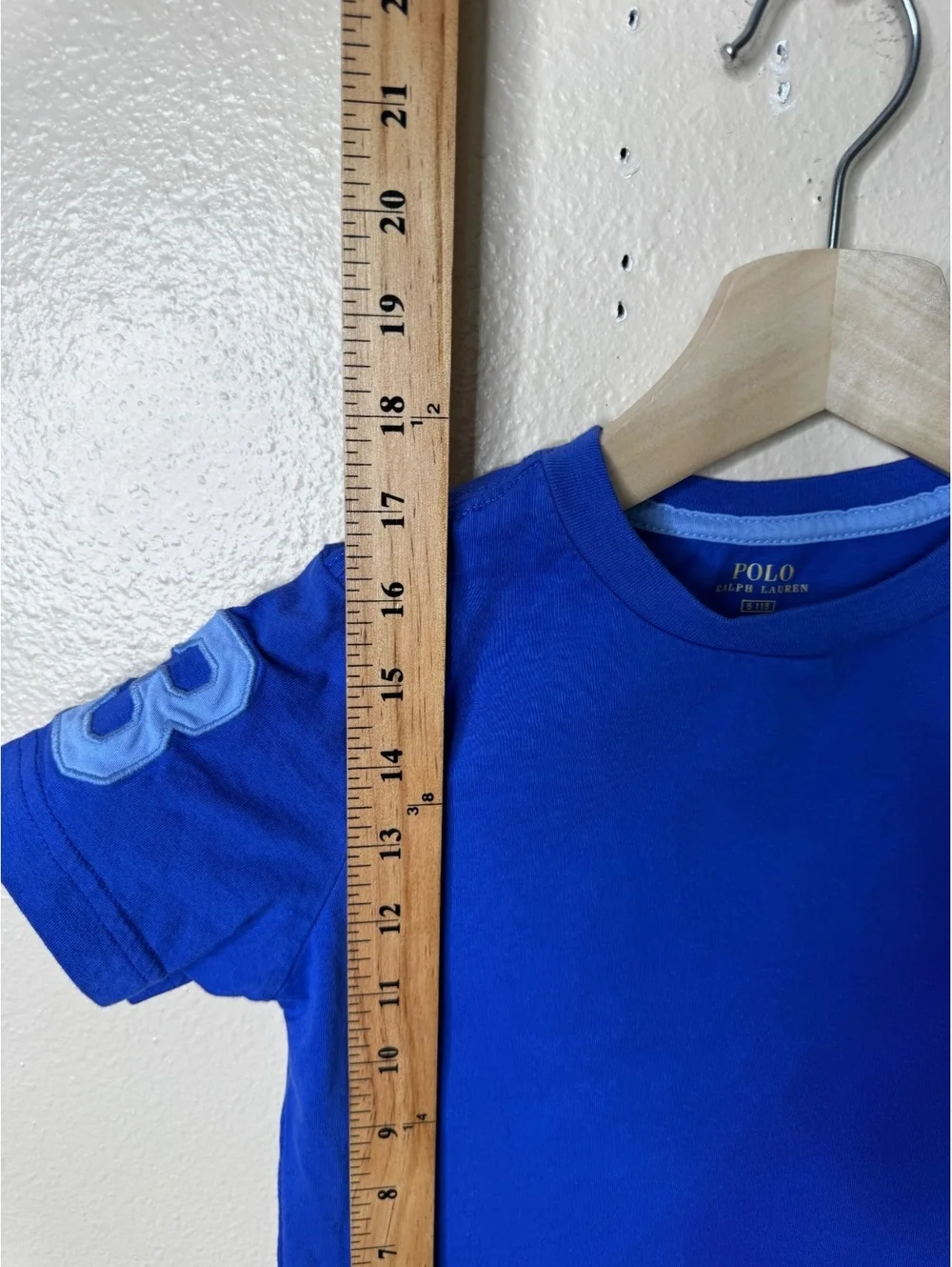 Ralph Lauren Shirt Boys 5 Blue Big Pony Logo Tee 3 Arm Patch